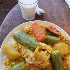 Free lunch, couscous and veg, Oulad Teima
