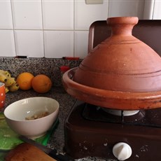 Cooking our first tagine