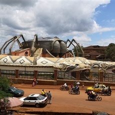 Foumban - future museum (spider, double-headed snake, bells)