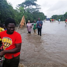 Crossing the second flooded road